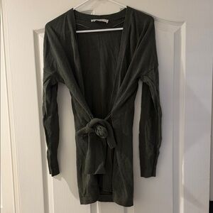 Loft size medium olive cardigan with tie great condition